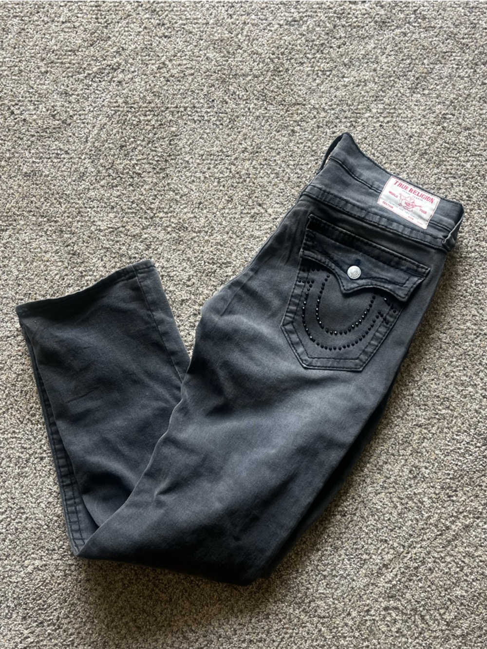 True Religion Black Jeans with Studded Pocket